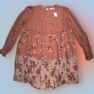 PENELOPE ROSE Women’s Medium Pink Long Sleeve BABYDOLL BLOUSE DRESS